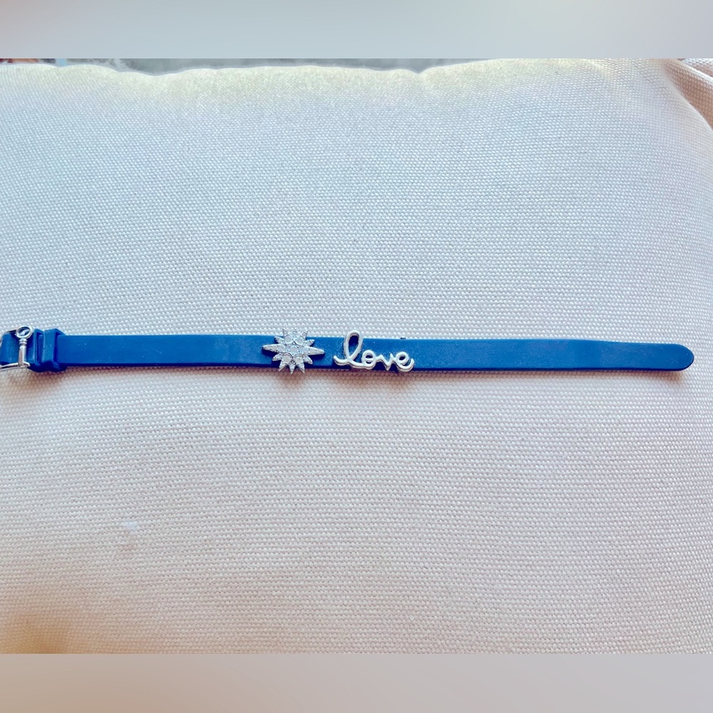 Stella & Dot / KEEP Collective Navy Silicone Bracelet w/ Love & Starburst Charms